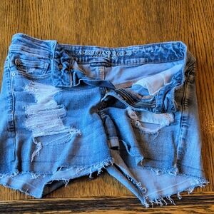 American Eagle Outfitters Light Blue Ripped Jean Shorts